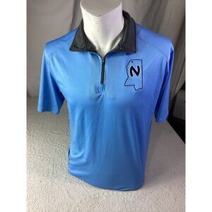 Badger Sport Mens Blue Polo Shirt*Embroidered "N" Mississippi Outline*S/S*EUC